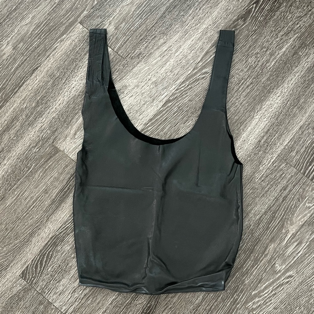Baggu Black Leather Tote Bag Purse